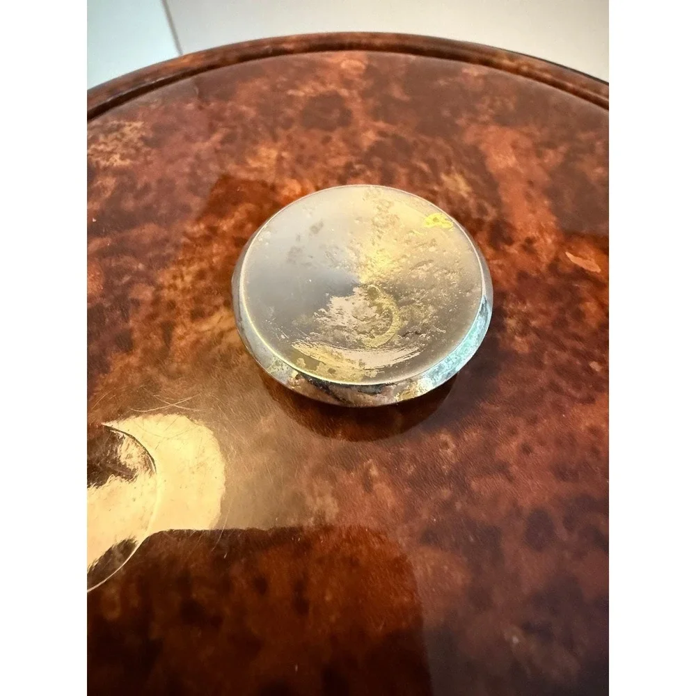 Vintage MCM faux tortoise vinyl ice bucket with‎ gold trim